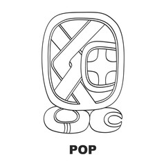 Vector icon with Glyph from Maya Haab calendar. Calendar month symbol Pop