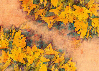 Yellow lily flowers digital art