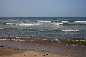 waves on the beach, Baltic sea in calm weather, Kaliningrad