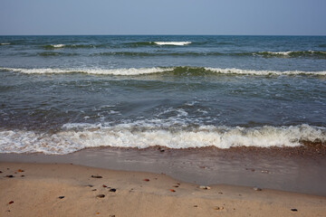 Surf of the Baltic sea in calm weather, Kaliningrad