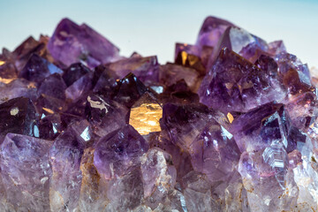 amethyst crystals on a white background