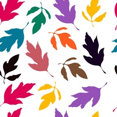 Fototapeta na wymiar Seamless pattern multicolored leaves