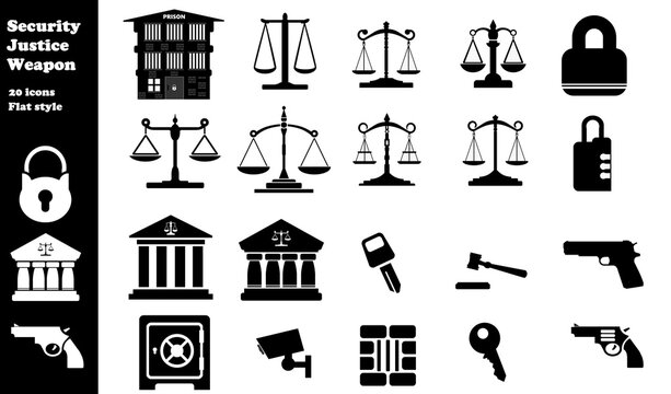Sécurité, justice, armes en 20 icônes, collection