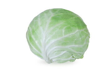 Whole green cabbage isolated on white