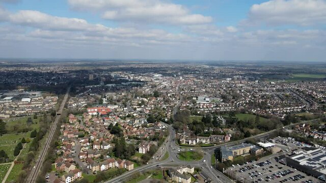 Chelmsford City Essex UK Aerial wide POV footage