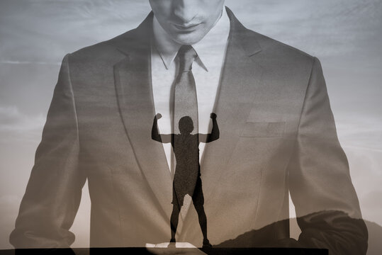 Successful businessman with a strong mindset. work heard concept. 