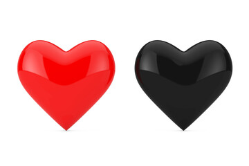 Red and Black Hearts. 3d Rendering