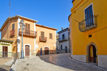 A narrow street among the old houses of Monteverde, a medieval village in the province of Avellino.