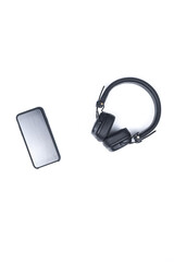 Smartphone. Headphones. Smartphone and wireless headphones on a white background.