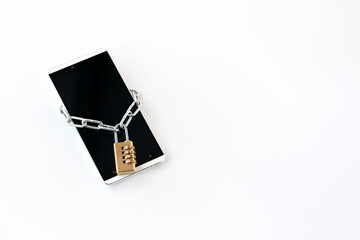 Protect your personal data on your smartphone. A mobile phone with a combination lock. Selective...