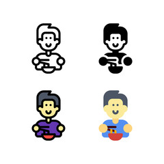 Account Avatar Eat Noodle Icon, Logo, and illustration