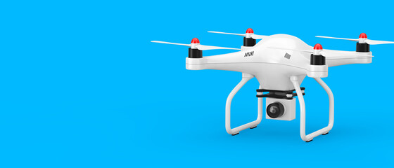 Naklejka na ściany i meble White Quadrocopter Drone with Photo Camera. 3d Rendering