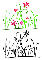 Sommerwiese Wandtattoo Vektor