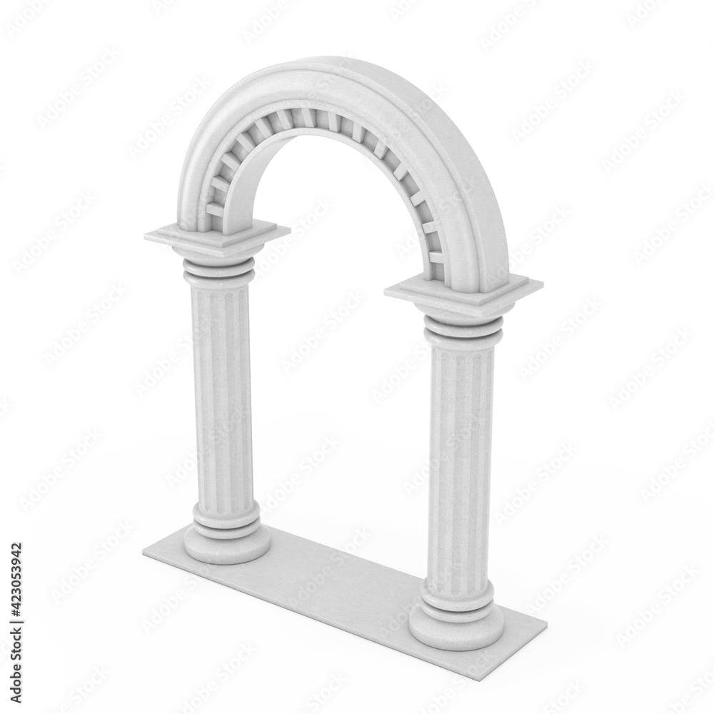 Poster classic ancient greek column arc. 3d rendering