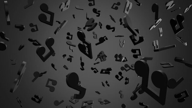 Black musical notes on gray background.
Loop able abstract animation.

