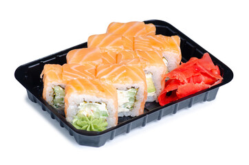 Sushi set philadelphia on white background isolation