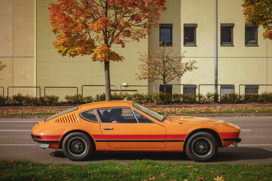 Ludwigsburg, Germany - October 20, 2019: Volkswagen SP2 brazilian oldtimer sports car at the Retro Saisonabschluss 2019 car meeting and show.