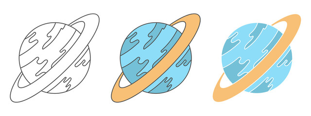 Obraz premium planet design vector. clipart cartoon illustration. black and white outline element