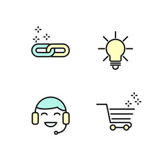 Outline web icons set Search Engine Optimization. Simple vector illustration.