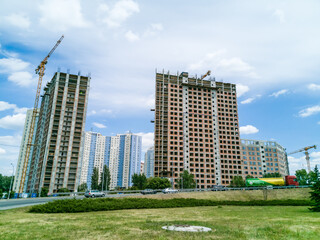 Obraz premium Big construction site A big construction site with cranes