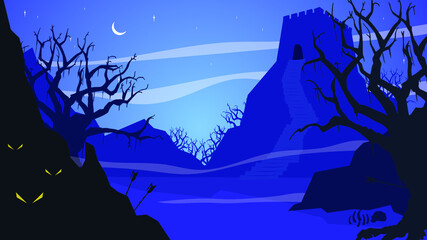 Spooky temple environment Illustration