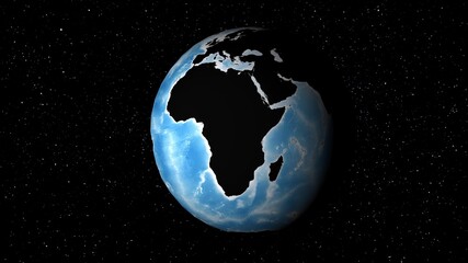 Earth Globe Oceans Model View from Space Over Africa Europe and America Rotating