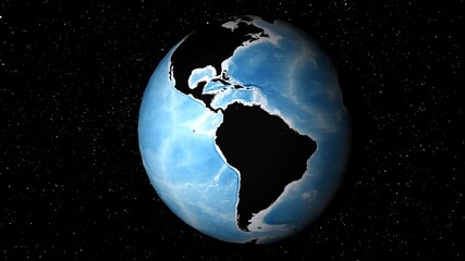 Earth Globe Oceans Model View from Space Over Africa Europe and America Rotating