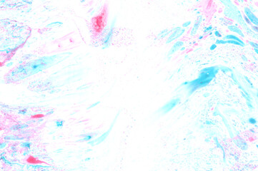Abstract art background blue and pink fluid paint streaming over white surface watercolor technique illustration