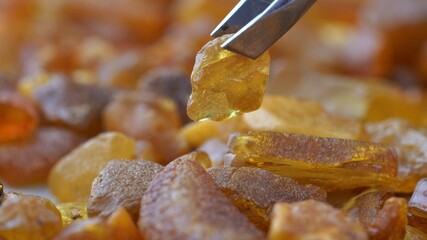 Amber Stones Collection Macro Close-up