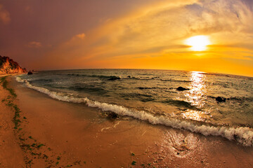 The sunset on Mediterranean sea