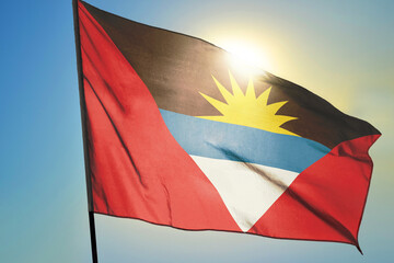 Antigua and Barbuda flag waving on the wind