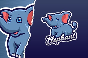 Little Elephant Mascot Game Logo Template