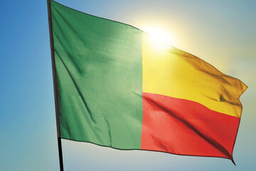 Benin flag waving on the wind