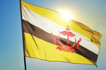 Brunei Darussalam flag waving on the wind