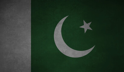 Pakistan grunge, old, scratched style flag