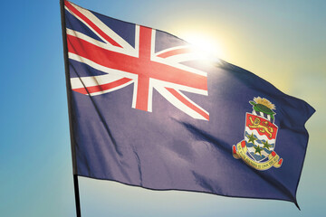 Cayman Islands flag waving on the wind