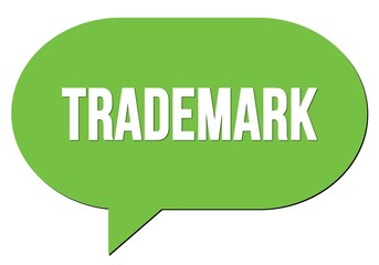 TRADEMARK text written in a green speech bubble