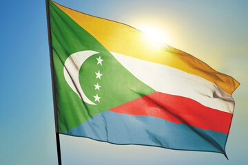 Comoros flag waving on the wind