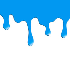 Dripping blue paint. Dripping liquid. Fluid fluid. Spilling paint. Falling paint. Fluid oil stain. Abstract, liquid drops of ink. Vector illustration