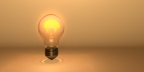 Brain glow in the light bulb © onesand