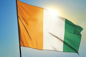 Cote d'Ivoire flag waving on the wind