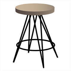 Loft style chair. Wooden with a metal frame. Flat style. Vector illustration.