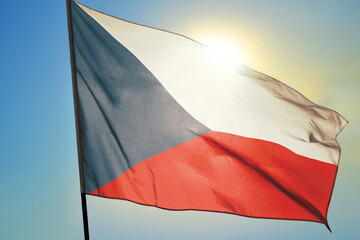 Czech Republic flag waving on the wind