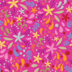 Fototapeta na wymiar Vector bright stylized flowers seamless pattern background