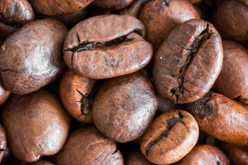 Coffee beans close up