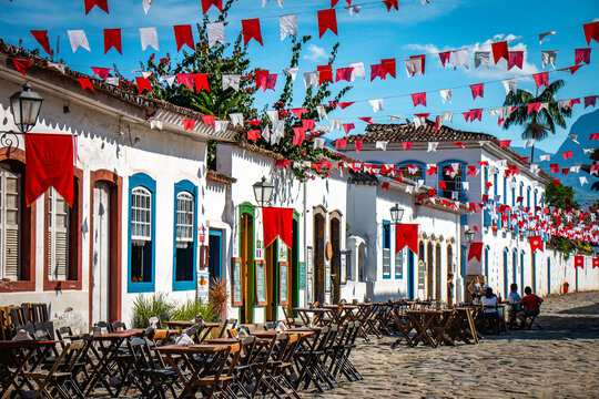 celebrations in paraty, brazil, flags