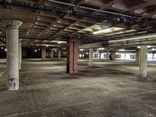 Interior of underground car park use for background