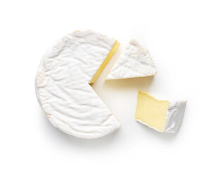 Cheese isolated on white background top view - obrazy, fototapety, plakaty