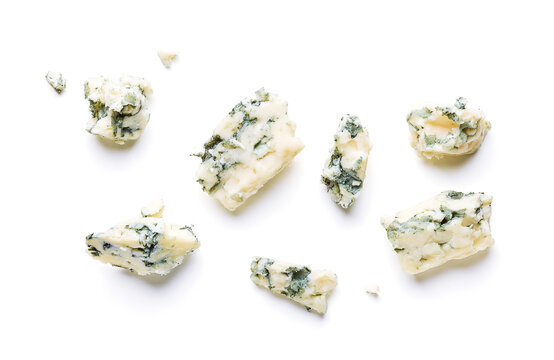 Blue Cheese isolated on white background top view