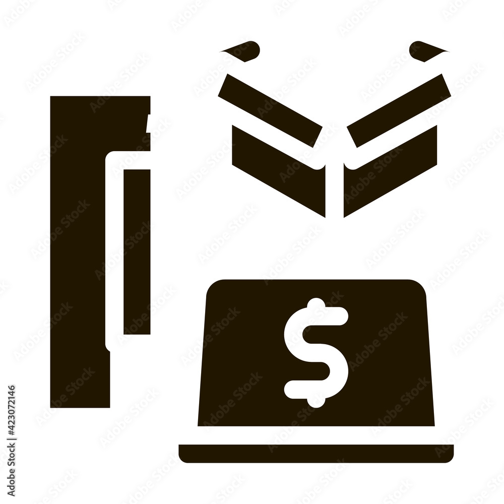 Poster payments in laptop icon Vector Glyph Illustration